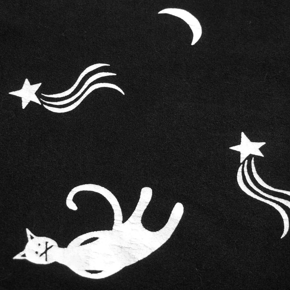 Celestial Whimsigoth Cat Moon Star 100% Cotton Maxi Dress Plus 1X Made in USA - Picture 4 of 8